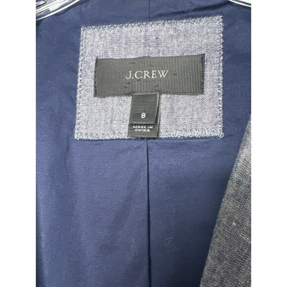J. Crew one button preppy blazer 100% cotton structured chambray Blue 8 - Picture 12 of 12